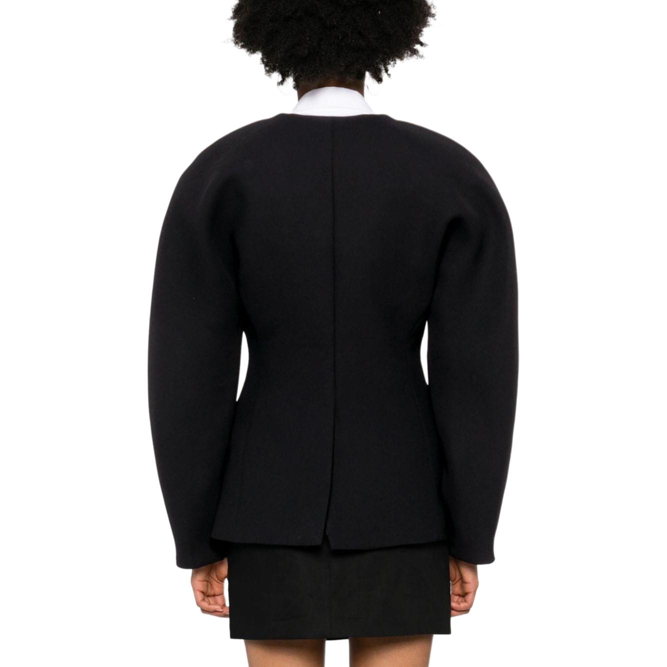 Shop (W) Jacquemus Blazer Slim Fit Lengan Panjang V-Neck Oval Hitam Solid 24E241JA0451526990