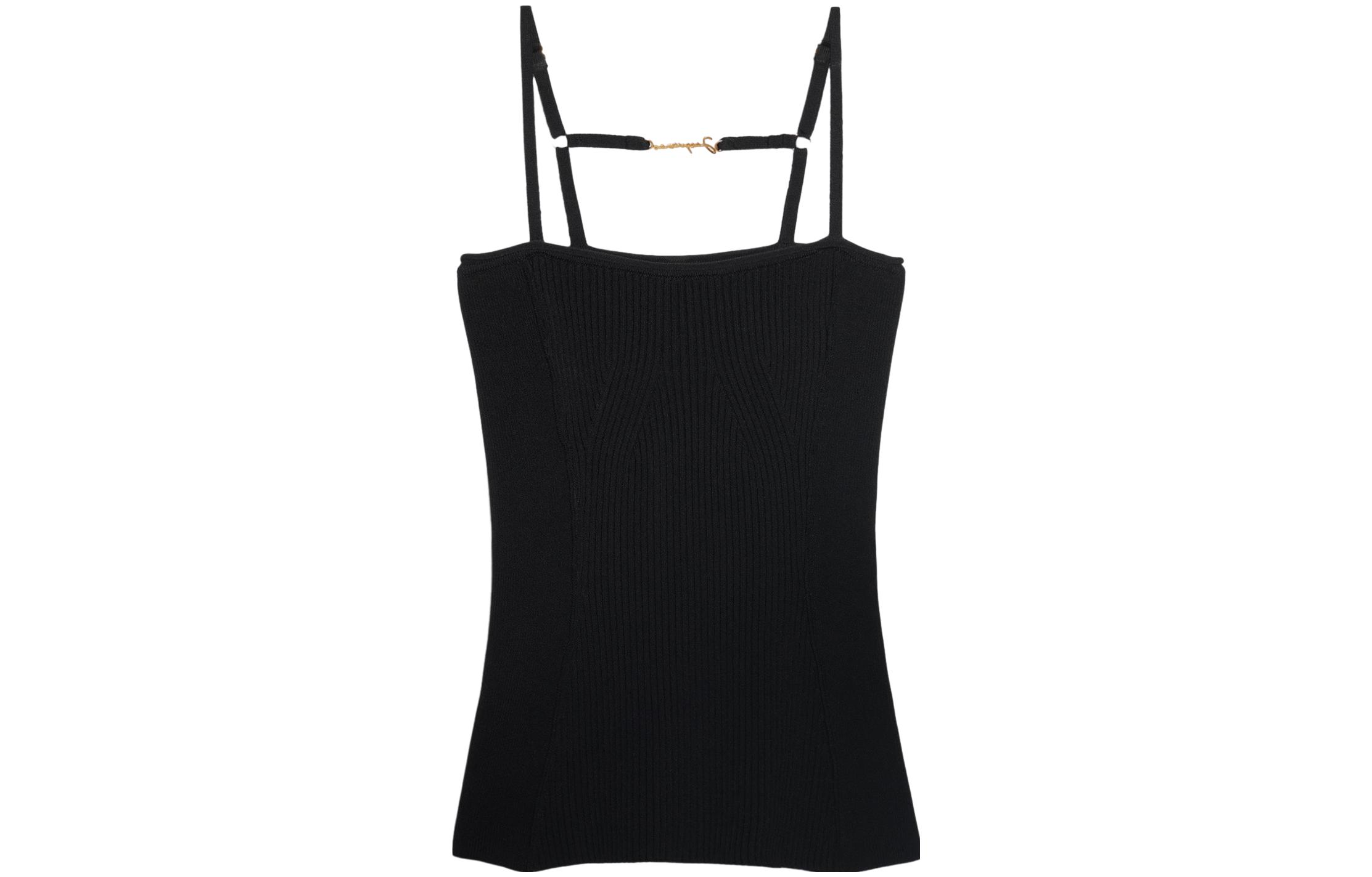 (Women) Jacquemus  Black Solid Ribbed Knit Slim-Fit Tank Top 241KN354-2355-990