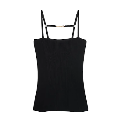 (Women) Jacquemus Black Solid Ribbed Knit Slim-Fit Tank Top 241KN354-2355-990