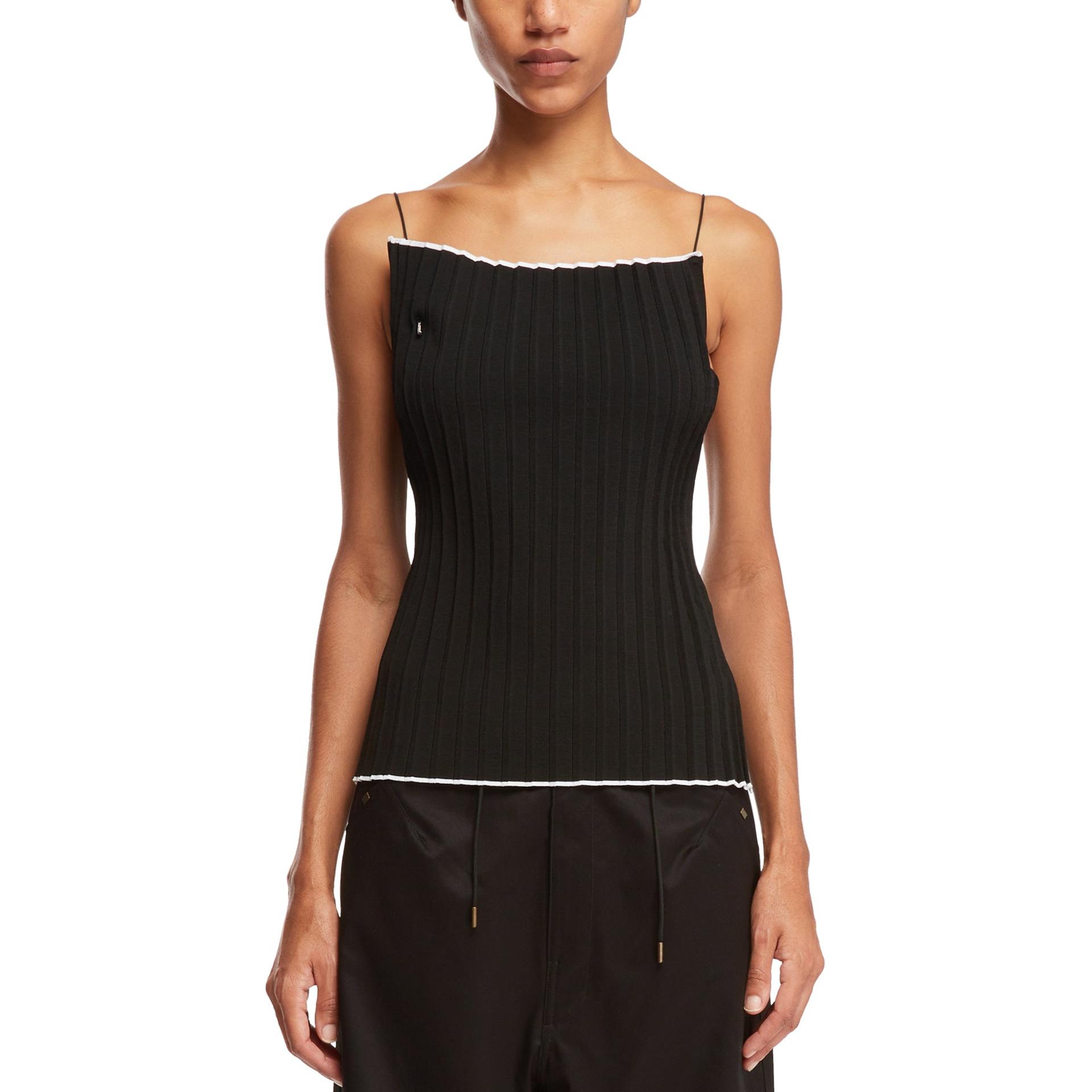 (Women) Jacquemus  Black Solid Slim Fit Spaghetti Strap Cami Top. 24E241KN378-2358990