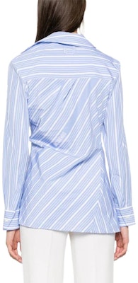 (Women) Jacquemus Blue Striped Asymmetric Collar Long Sleeve Shirt 243SH062-1691-3EV Shop (Women) Jacquemus Blue Striped Asymmetric Collar Long Sleeve Shirt 243SH062-1691-3EV