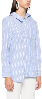 (Women) Jacquemus Blue Striped Asymmetric Collar Long Sleeve Shirt 243SH062-1691-3EV Purchase (Women) Jacquemus Blue Striped Asymmetric Collar Long Sleeve Shirt 243SH062-1691-3EV