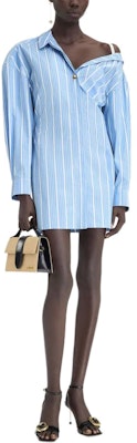 (Women) Jacquemus Blue Striped Asymmetric Neck Button-Up Long Sleeve Dress. 243DR0941691-3EV Shop (Women) Jacquemus Blue Striped Asymmetric Neck Button-Up Long Sleeve Dress. 243DR0941691-3EV