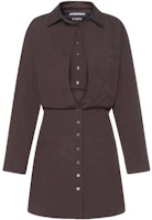 (Women) Jacquemus Brown Solid Long Sleeve Cut-Out Shirt Dress. 221DR0121068850 (Women) Jacquemus Brown Solid Long Sleeve Cut-Out Shirt Dress. 221DR0121068850