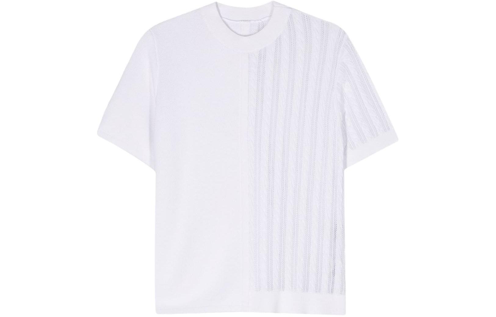 (Women) Jacquemus  Contrast Knit Panel White Short Sleeve T-Shirt. 241KN4592379110