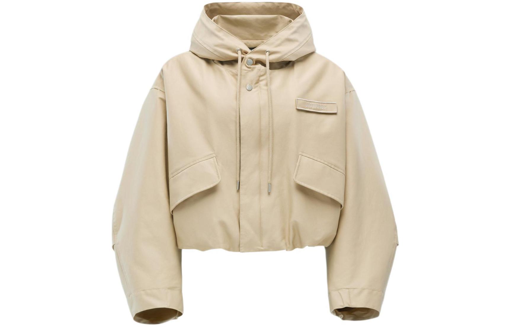 (Women) Jacquemus  Cropped Hooded Logo Patch Jacket Light Brown. 241CO058-1517-150