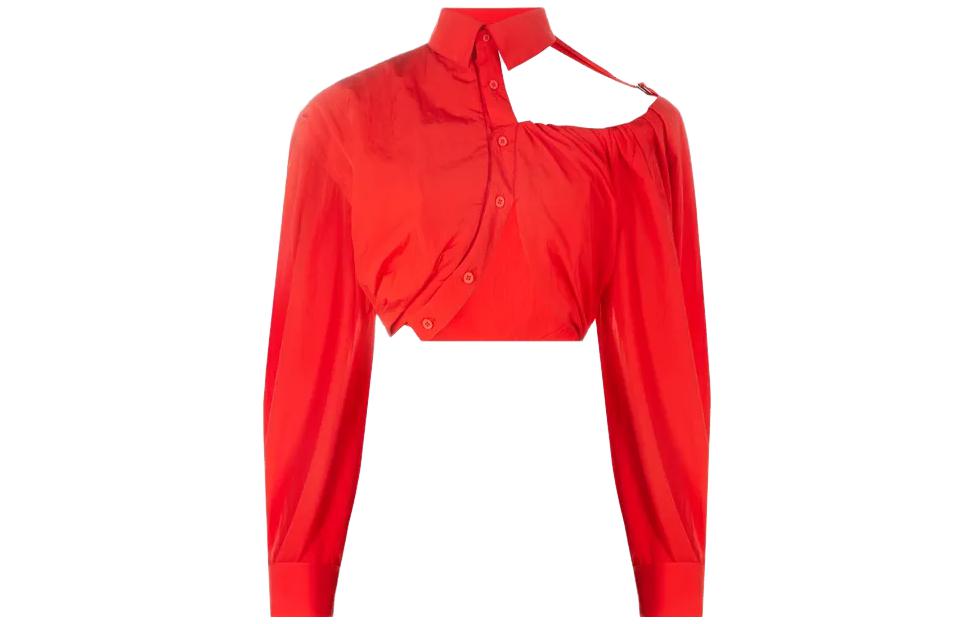 Order (W) ジャックマス クロップド 長袖 カラーシャツ レッド 233SH037-1320-471