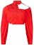 Order (Women) Jacquemus Cropped Long Sleeve Collared Shirt Red. 233SH037-1320-471