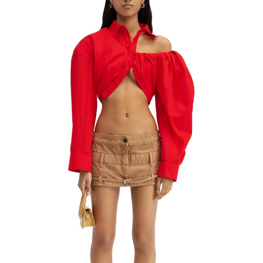 Lookbook (W) ジャックマス クロップド 長袖 カラーシャツ レッド 233SH037-1320-471