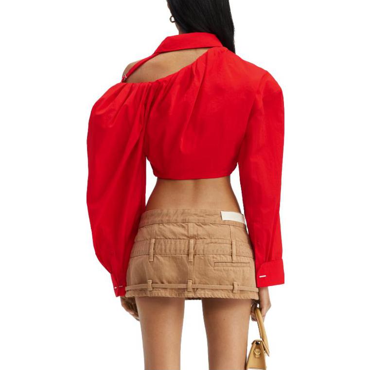 Shop (W) ジャックマス クロップド 長袖 カラーシャツ レッド 233SH037-1320-471