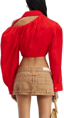 (Women) Jacquemus Cropped Long Sleeve Collared Shirt Red. 233SH037-1320-471 Shop (Women) Jacquemus Cropped Long Sleeve Collared Shirt Red. 233SH037-1320-471