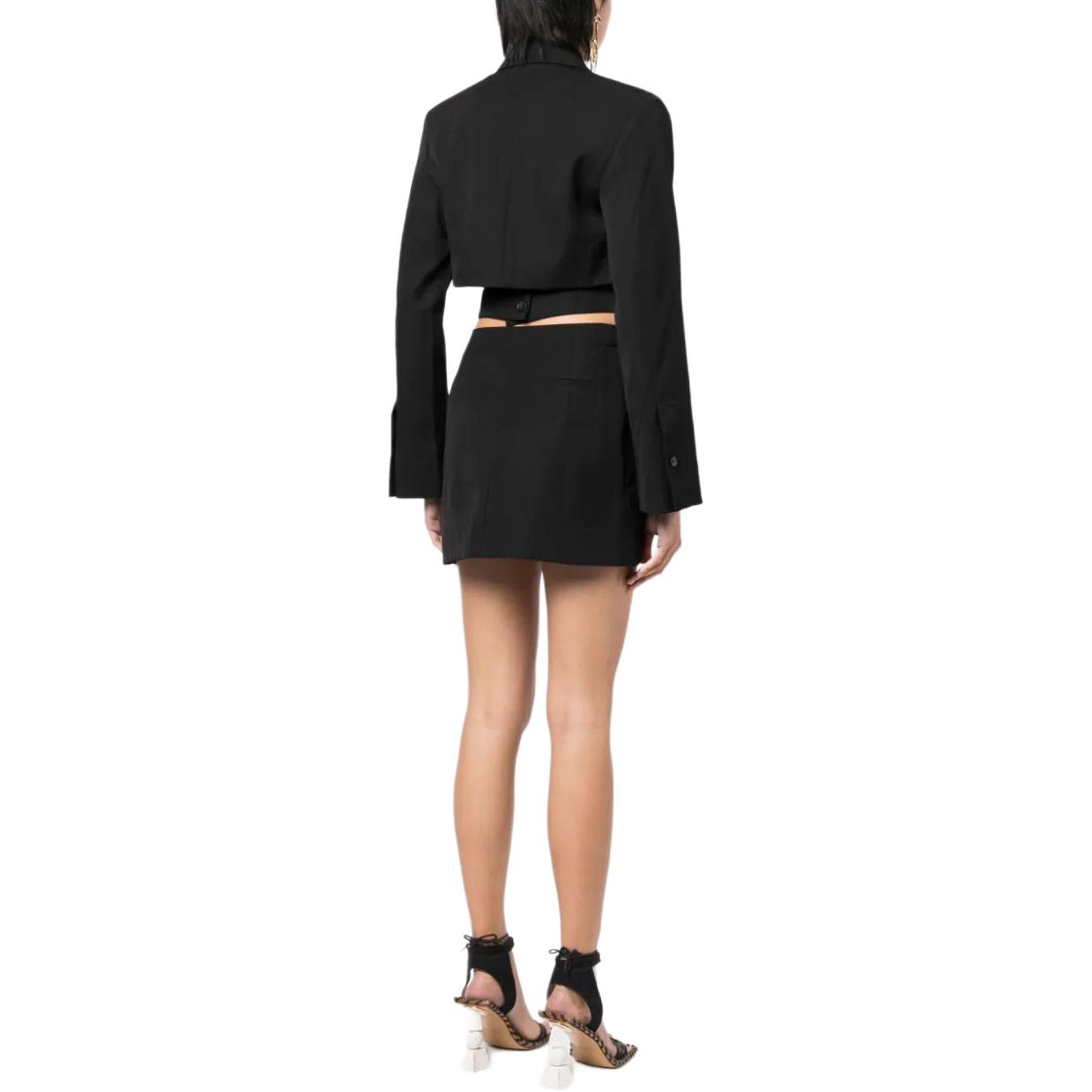 Shop (W) Jacquemus Blazer Dress Slim Fit Lengan Panjang Hitam dengan Cut-Out di Pinggang. 241DR016-1333-990