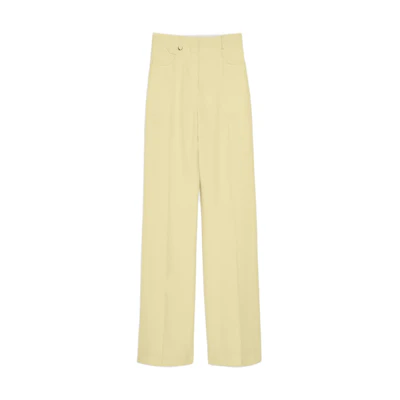 (Women) Jacquemus High-Waisted Flared Trousers Light Yellow 24E241PA003-1359205
