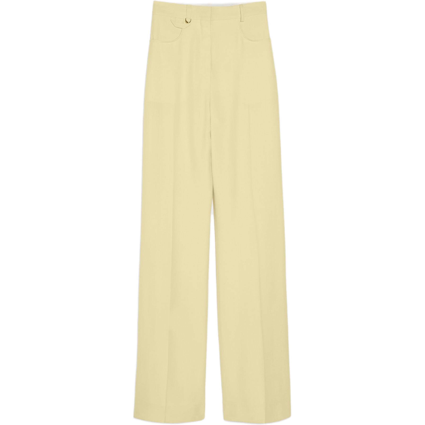 Order (W) Jacquemus Celana Panjang Flared Warna Kuning Muda 24E241PA003-1359205