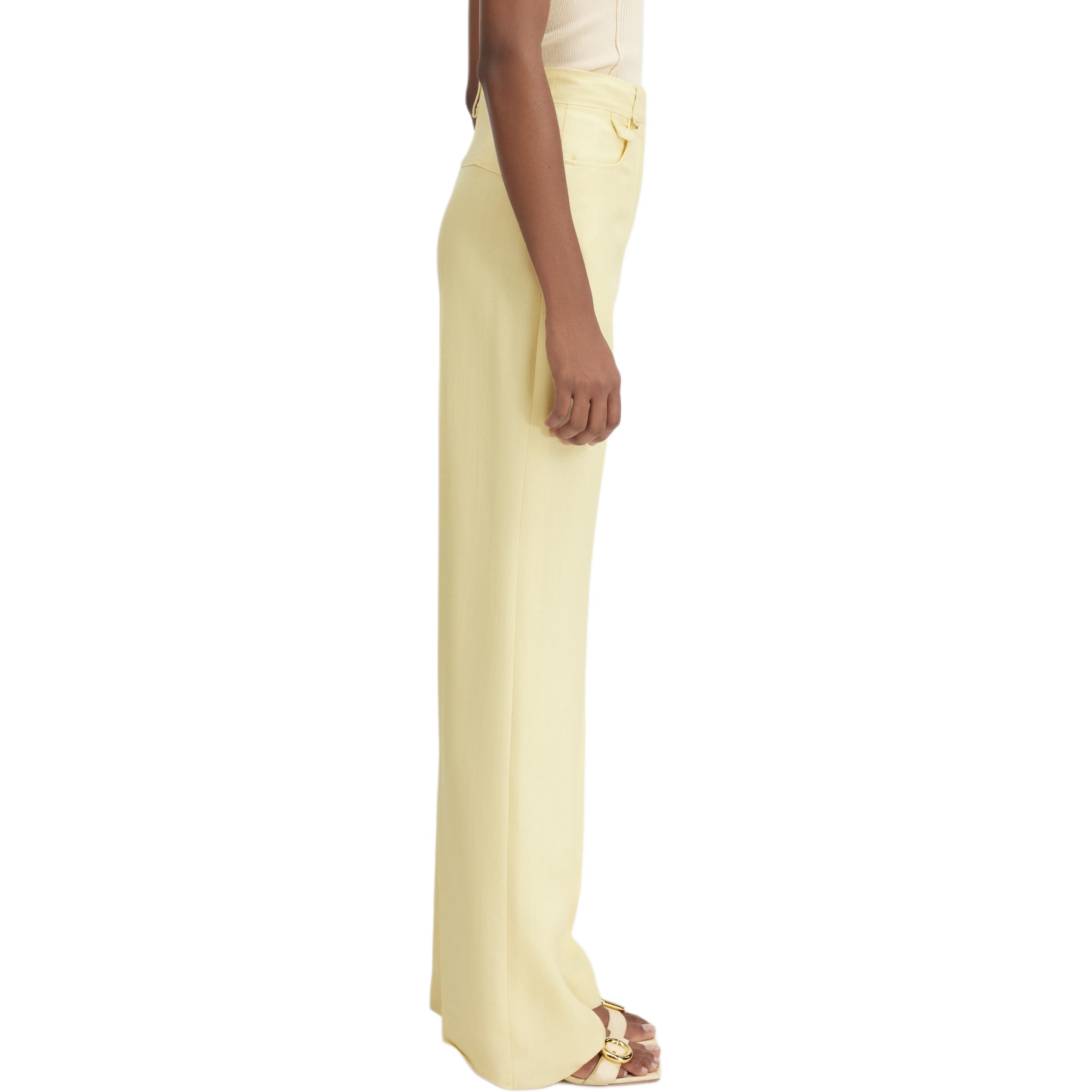 Shop (W) Jacquemus Celana Panjang Flared Warna Kuning Muda 24E241PA003-1359205