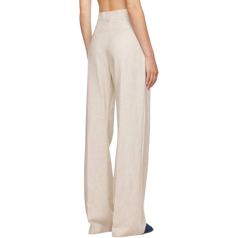 Shop (W) ジャックムス ハイウエスト ワイドレッグ ジッパーパンツ ライトベージュ カジュアル 22E211PA0031-358