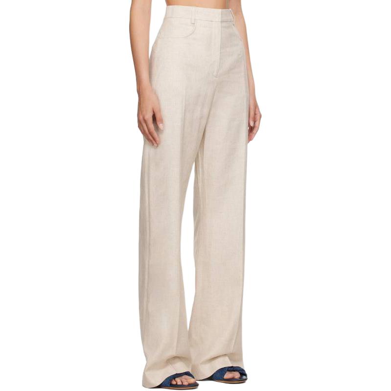Purchase (W) ジャックムス ハイウエスト ワイドレッグ ジッパーパンツ ライトベージュ カジュアル 22E211PA0031-358