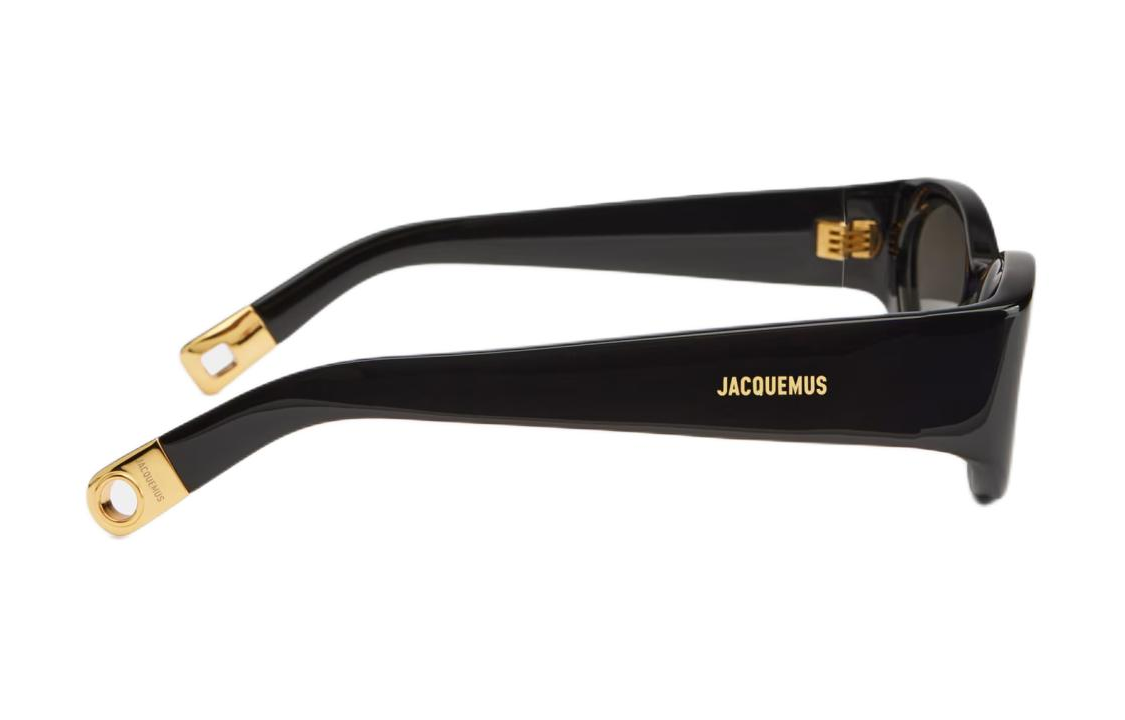 Lookbook (Women) Jacquemus  Irregular Acetate Sunglasses Black with Logo Temple Print 245AC6545040990