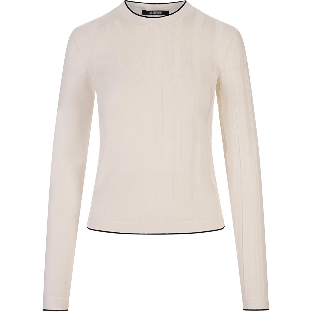 Order (W) Jacquemus Long Sleeve Crewneck Pullover T-Shirt Beige Lengan Panjang Beige 243KN8022065110