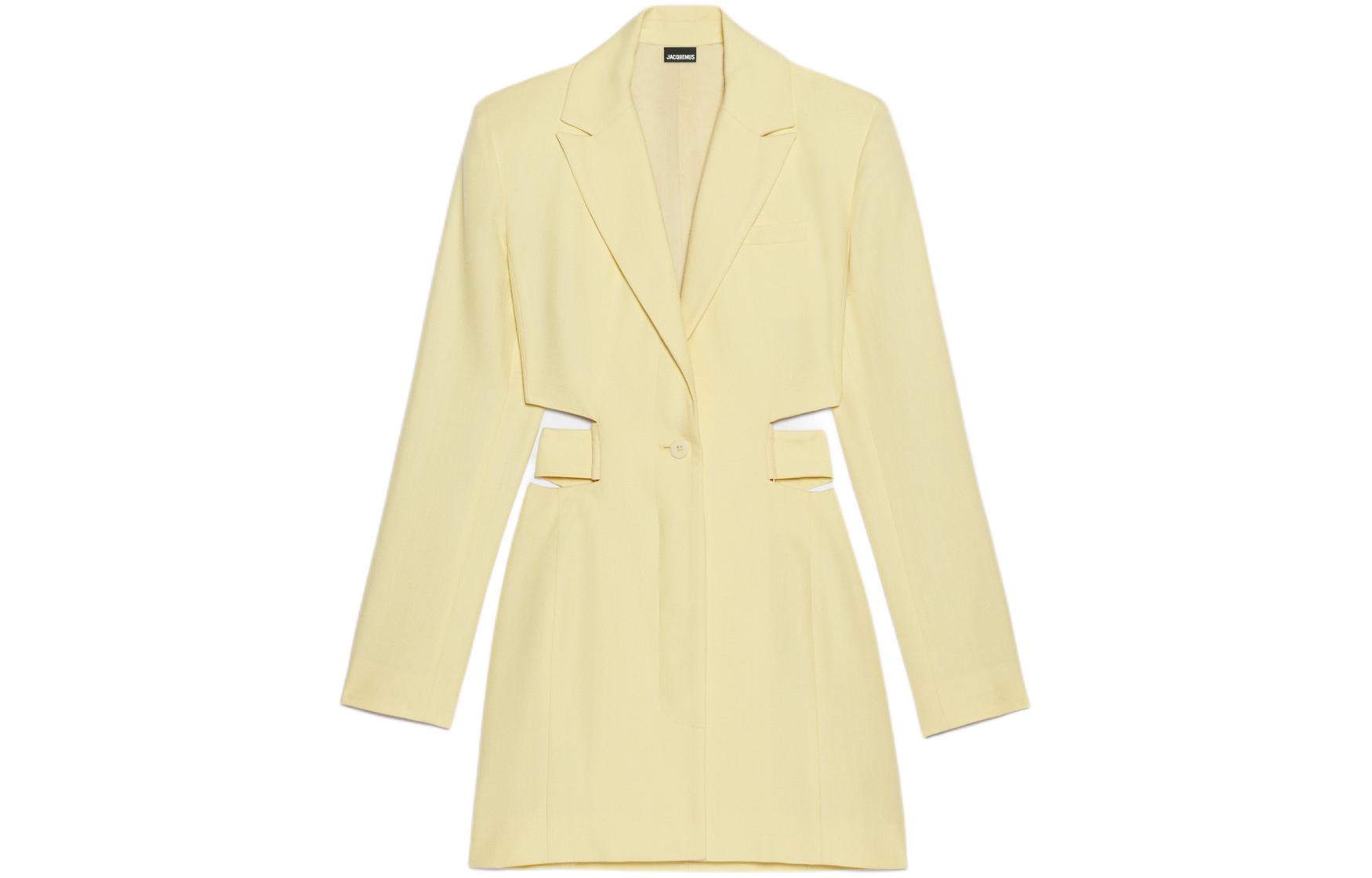 (Women) Jacquemus  Long Sleeve Cut-Out Belted Mini Blazer Dress Light Yellow 241DR016-1359-205