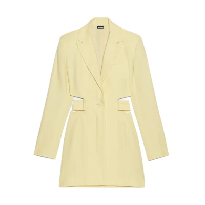 (Women) Jacquemus Long Sleeve Cut-Out Belted Mini Blazer Dress Light Yellow 241DR016-1359-205