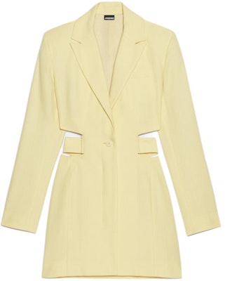 (Women) Jacquemus Long Sleeve Cut-Out Belted Mini Blazer Dress Light Yellow 241DR016-1359-205 Order (Women) Jacquemus Long Sleeve Cut-Out Belted Mini Blazer Dress Light Yellow 241DR016-1359-205