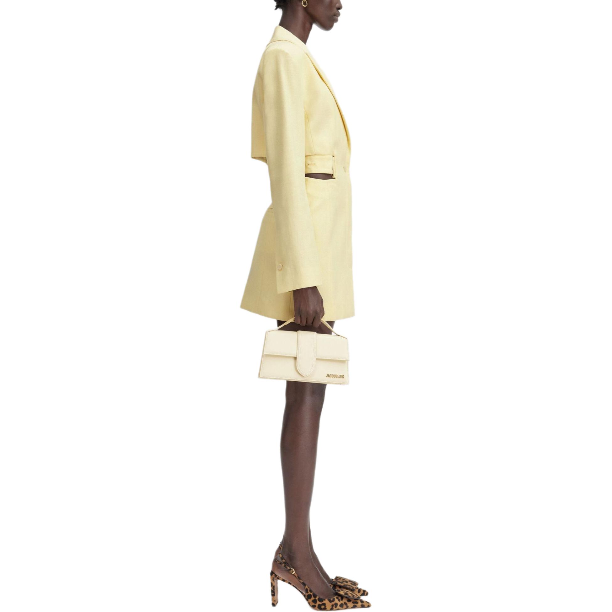 Purchase (W) Jacquemus Gaun Mini Blazer Lengan Panjang Sabuk Cut-Out Kuning Muda 241DR016-1359-205