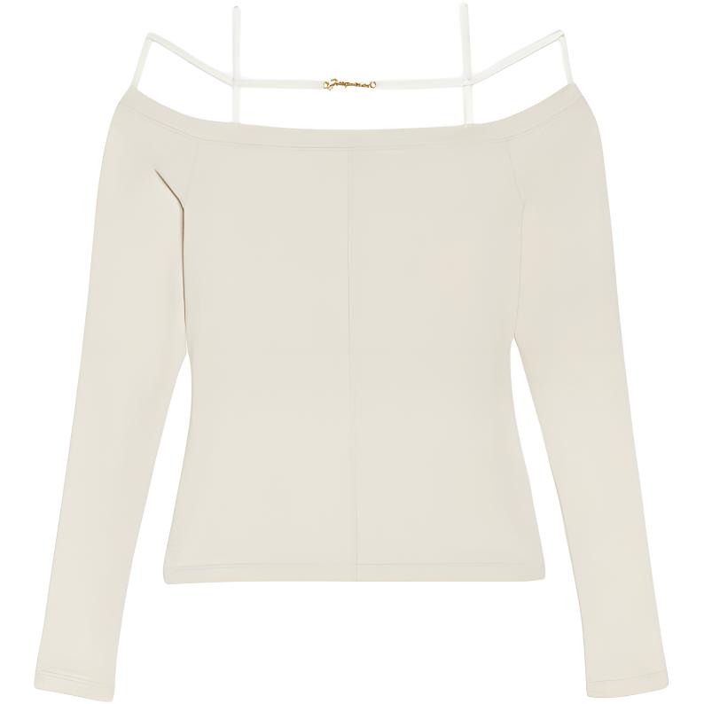 (Women) Jacquemus  Off-Shoulder Solid Tee White 233JS1652313150