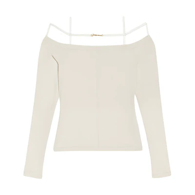 (Women) Jacquemus Off-Shoulder Solid Tee White 233JS1652313150