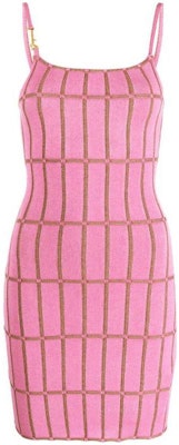 (Women) Jacquemus Pink Checkered Spaghetti Strap Crop Dress. 231KN1382288430 Order (Women) Jacquemus Pink Checkered Spaghetti Strap Crop Dress. 231KN1382288430