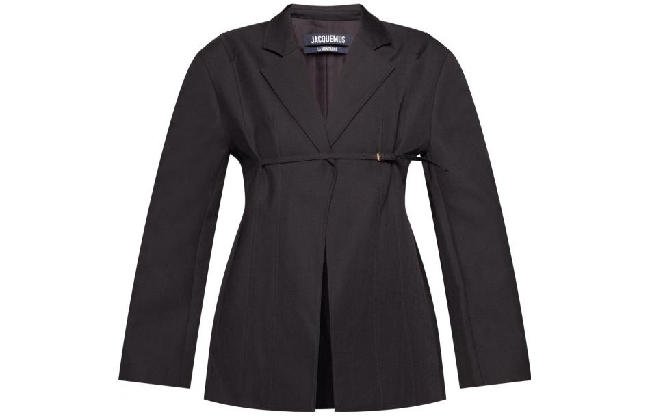 Order (W) Jacquemus Blazer Hitam Warna Polos 213JA10-213-127990