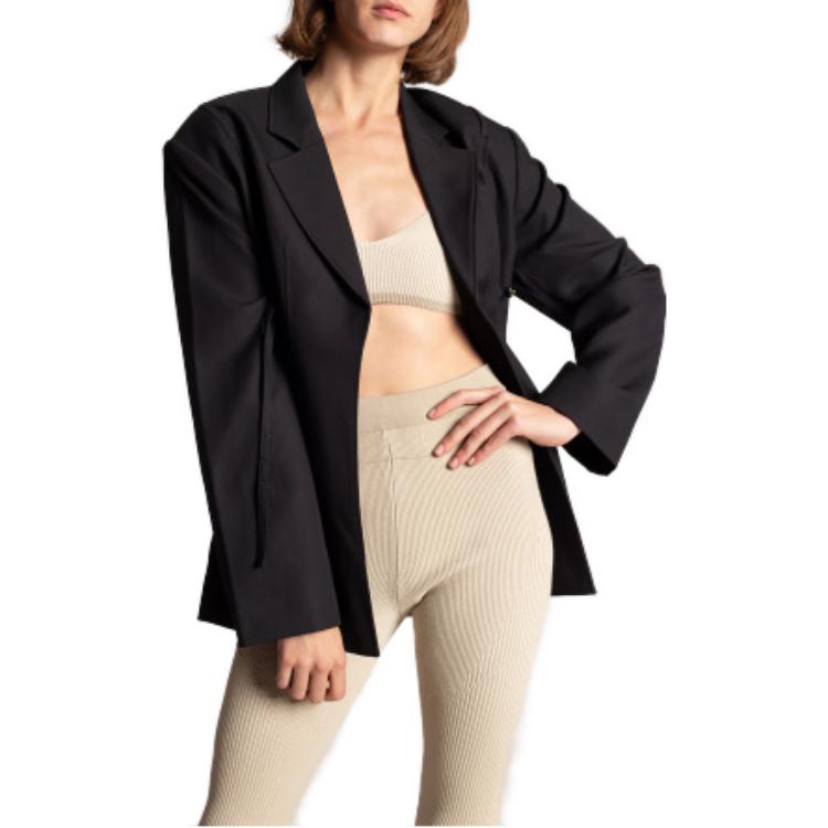 Shop (W) Jacquemus Blazer Hitam Warna Polos 213JA10-213-127990