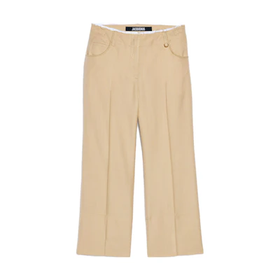 (Women) Jacquemus Solid Color Comfortable Cropped Casual Pants. 23H233PA066