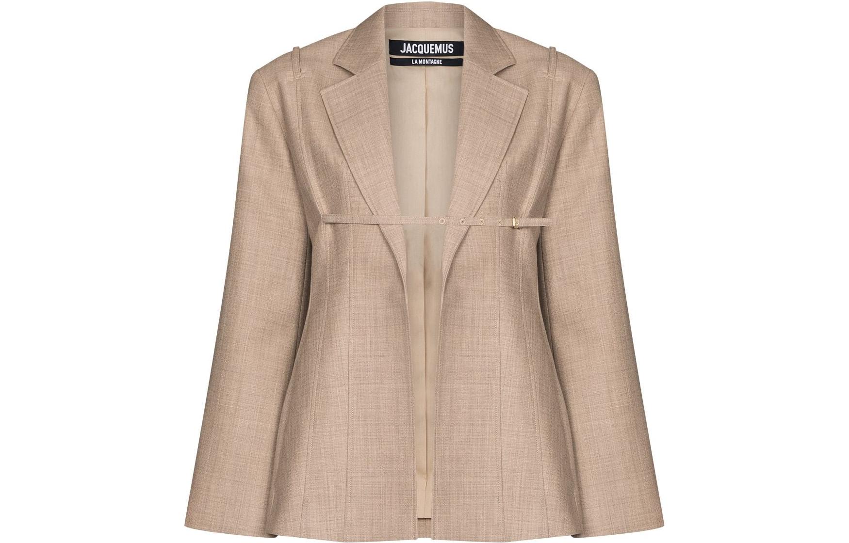 (Women) Jacquemus  Solid Color Loose Fit Long Sleeve Belted Blazer Jacket 213JA10213126170
