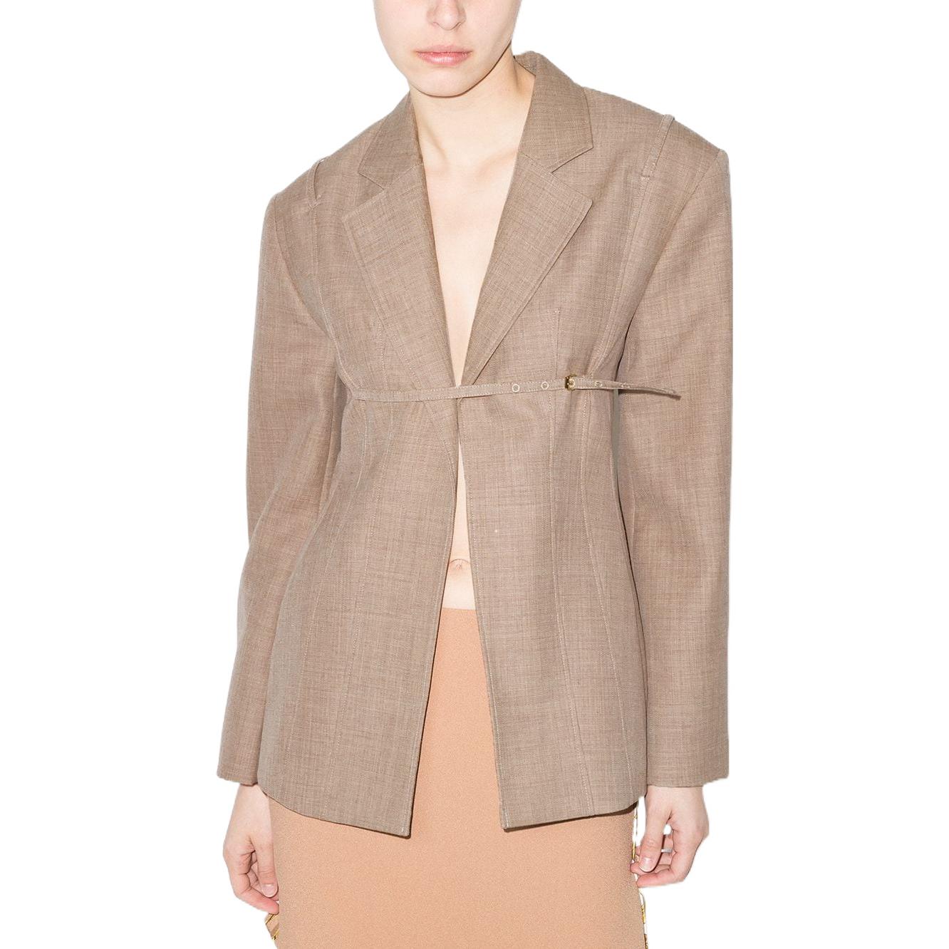 Lookbook (W) Jacquemus Blazer Longgar Lengan Panjang Sabuk Warna Polos 213JA10213126170