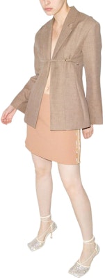 (Women) Jacquemus Solid Color Loose Fit Long Sleeve Belted Blazer Jacket 213JA10213126170 Purchase (Women) Jacquemus Solid Color Loose Fit Long Sleeve Belted Blazer Jacket 213JA10213126170