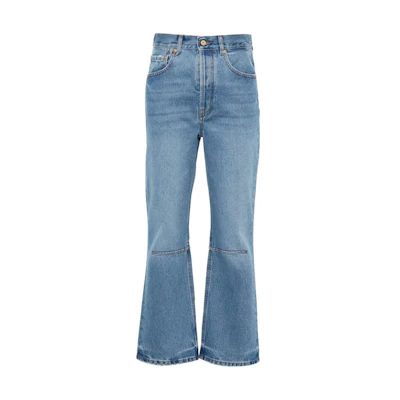 (Women) Jacquemus Solid Flare Cropped Zipper Jeans Blue. 241DE0351513-33C