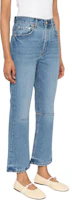 Purchase (Women) Jacquemus Solid Flare Cropped Zipper Jeans Blue. 241DE0351513-33C
