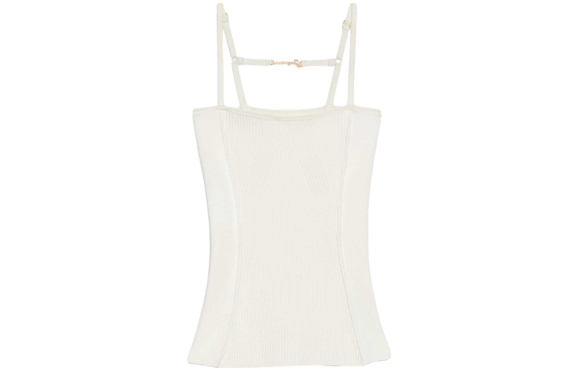 (Women) Jacquemus  Solid Slim Fit Knitted Tank Top Off-White 241KN354-2355-110
