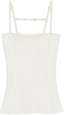 (Women) Jacquemus Solid Slim Fit Knitted Tank Top Off-White 241KN354-2355-110 Order (Women) Jacquemus Solid Slim Fit Knitted Tank Top Off-White 241KN354-2355-110