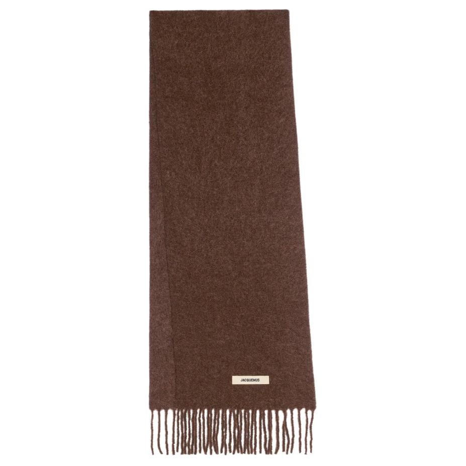 Order (Women) Jacquemus  Solid Wool Knit Scarf Dark Brown 236AC6885087850