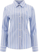 (Women) Jacquemus Striped Slim-Fit Button-Up Drop Shoulder Shirt Light Blue 243SH064-1691-3EV (Women) Jacquemus Striped Slim-Fit Button-Up Drop Shoulder Shirt Light Blue 243SH064-1691-3EV