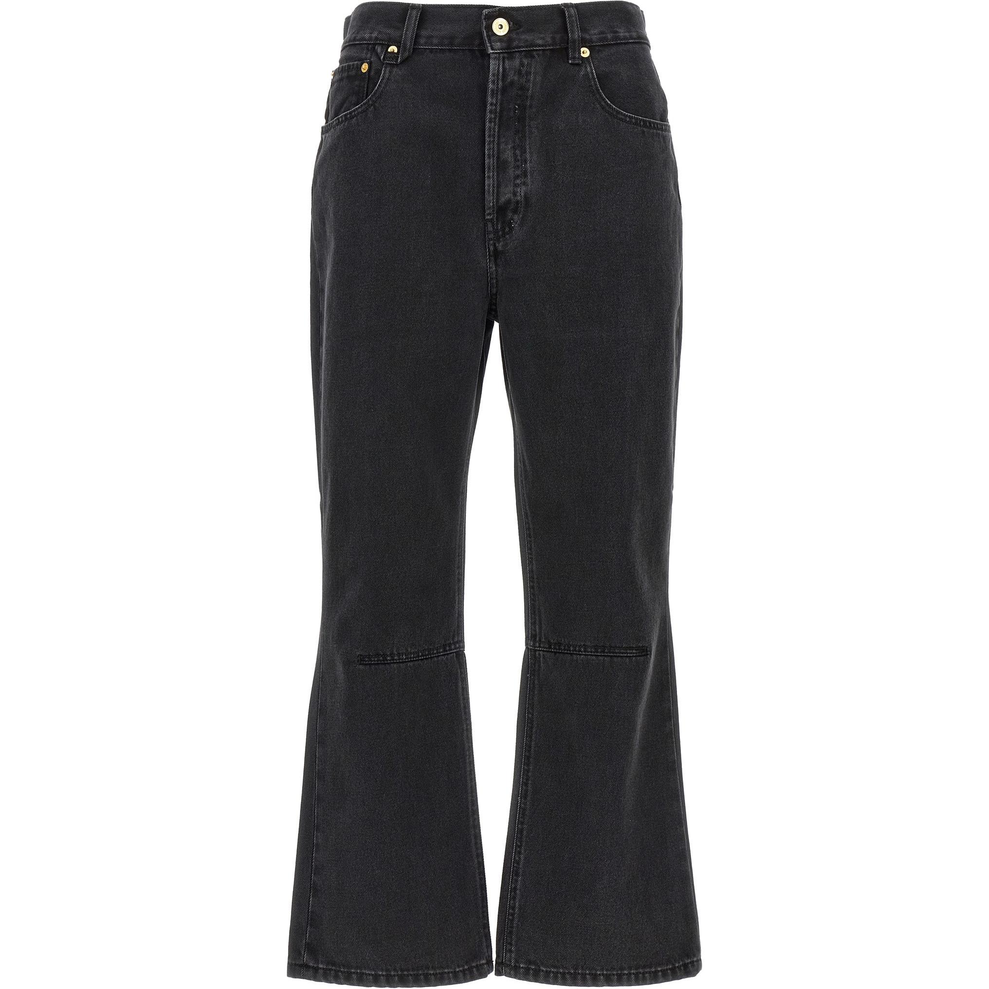 (Women) Jacquemus  Washed Zipper Flared Jeans in Black. 24E241DE0351515990