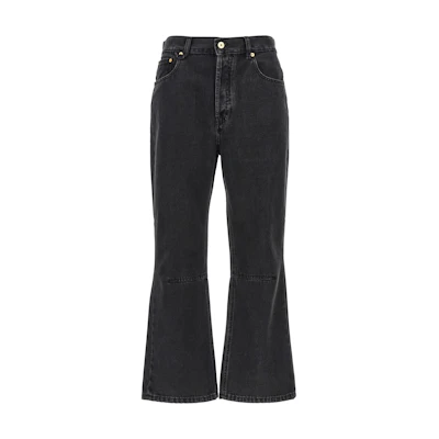 (Women) Jacquemus Washed Zipper Flared Jeans in Black. 24E241DE0351515990