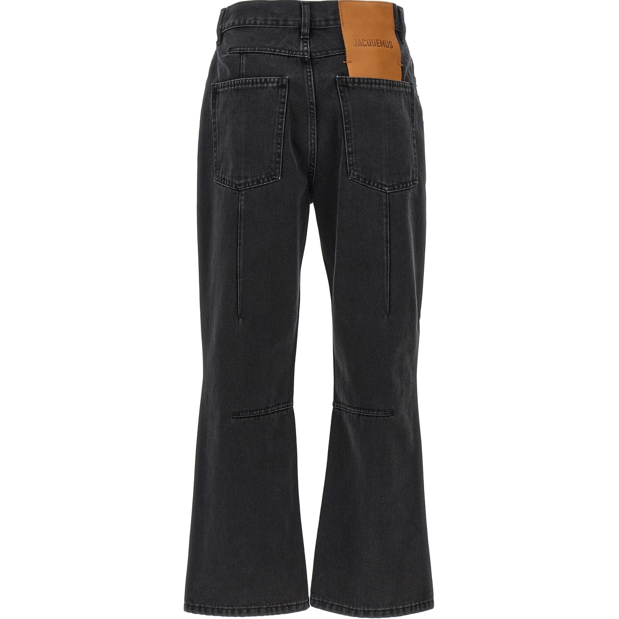 Lookbook (W) Jacquemus Celana Jeans Flare Hitam dengan Zipper Berkesan Washed. 24E241DE0351515990