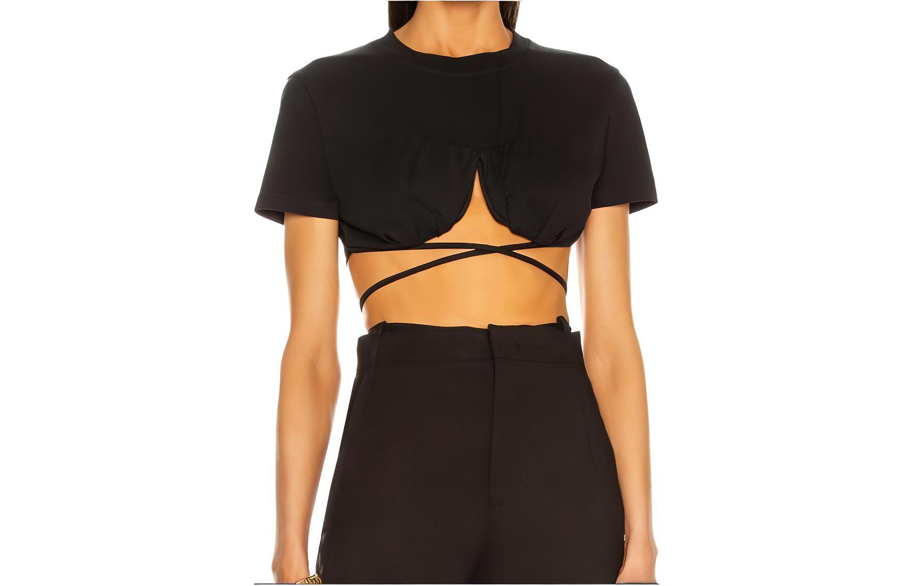 (Women) Jacquemus Black Cropped Short Sleeve Crewneck Top 21E211JS001-2160-BLACK