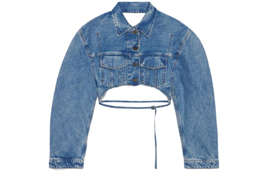 (Women) Jacquemus Distressed Washed Loose-Fit Denim Jacket. 233DE021-101531A