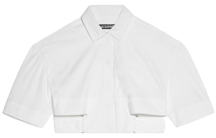 Order (W) Jacquemus Kemeja Pendek Bari Lengan Pendek Wanita Warna Putih Casual 241SH054-1454-100