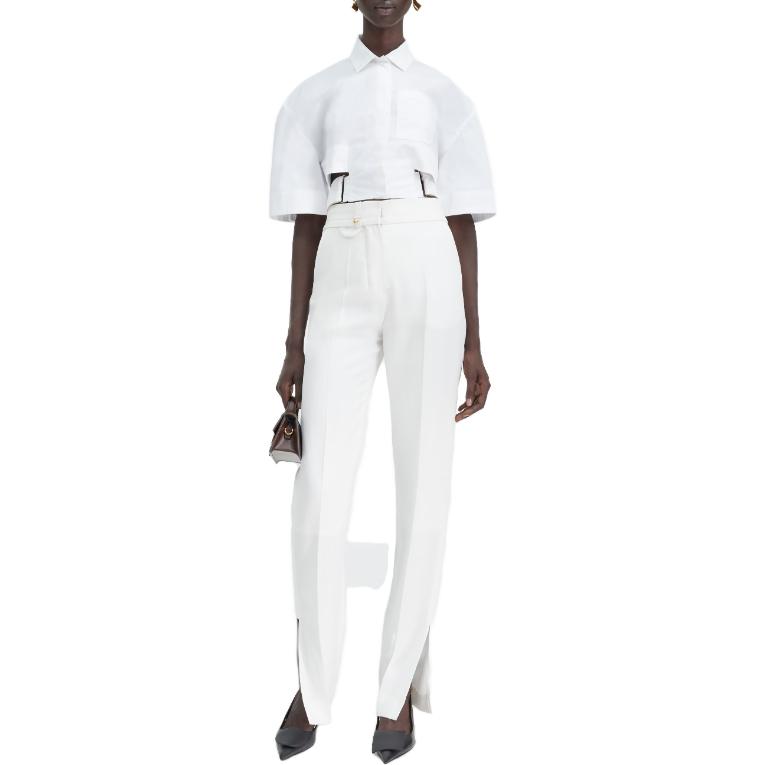 Lookbook (W) Jacquemus Kemeja Pendek Bari Lengan Pendek Wanita Warna Putih Casual 241SH054-1454-100