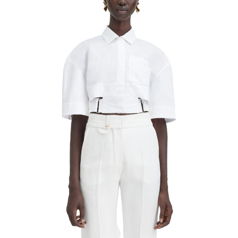 Details for (W) Jacquemus Kemeja Pendek Bari Lengan Pendek Wanita Warna Putih Casual 241SH054-1454-100